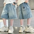 thumbnail image 1 of Boys Jean Shorts Relaxed Fit Loose Denim Shorts With Pocket Boys Summer Clothes Kids 8-9 Years Boy Clothes Cute&nbsp;Boy&nbsp;Clothing, 1 of 9