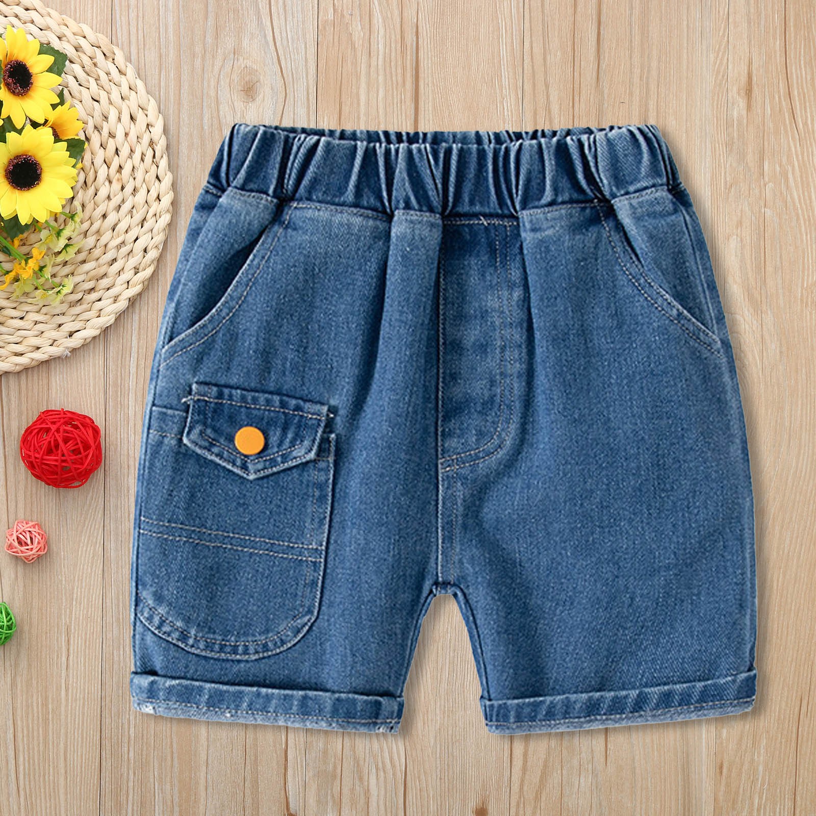 Mini Boden Boys Shorts Size 5 Years Cargo Blue Yellow Adj