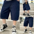 thumbnail image 1 of Boys Denim Shorts Fashion Loose Denim Shorts with Pocket Boys Summer Clothes Boys Shorts 7-8 Years, 1 of 8