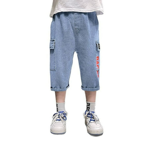 Boys Denim Shorts Fashion Baggy Cargo Jean Shorts Boys Summer Shorts Teen Boys Shorts Size 14-15 Years Boys Clothes