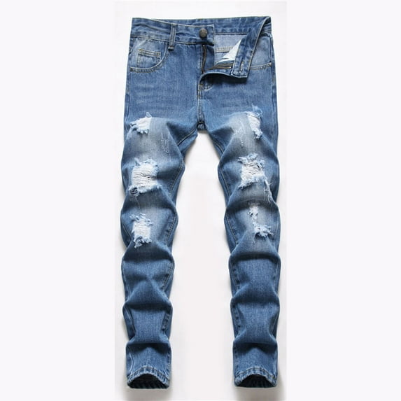Boys Jeans Blue Skinny Fit Ripped Stretch Elastic Waist with Pocket Loose Fit 3-4 Years Boy Clothes