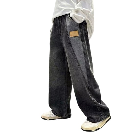 Boys Jeans Boys Color Block Straight Fit Loose Wide Leg Denim Pants ...
