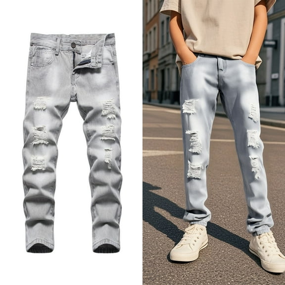 Boys Jeans Boys Slim Fit Jeans Boys Grey Jeans Boys Back to School Clothes Teen Boy Jeans Size 14-16 Years