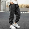 thumbnail image 1 of Boys Jeans Drawstring Elastic Waist Demin Pants Fall Spring Stretch Pants Black 5-6 Years, 1 of 6