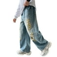 thumbnail image 1 of Boys Jeans Ripped Baggy Cargo Pants Stretch Elastic Waist with Pocket Classic Fit Pull-On Kid Clothes 4-5 Years, 1 of 4