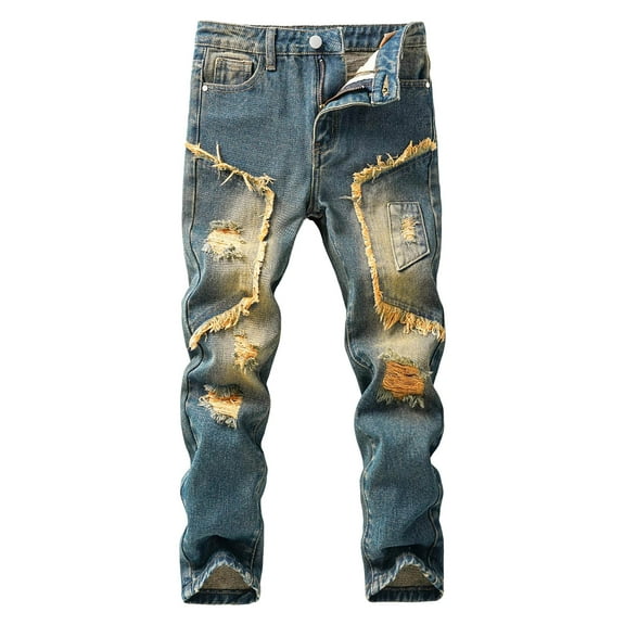 Boys Jeans Size 14 Bootcut Boy's Ripped Jeans Stacked Skinny Fit Destroyed Distressed Fashion Comfy Denim Jeans Pants Boy Jeans Size 14-16 Boot Cut