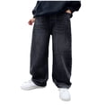 thumbnail image 1 of Boys Jeans Size 14 Regular Baggy Ripped Denim Jeans for Boys Straight Wide Leg Distressed Hip Hop Loose Fit Casual Denim Pants with Pockets, 1 of 9