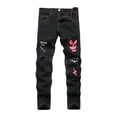 thumbnail image 1 of Boys Jeans Size 14 Stretch Tween Boys Jeans Fashionable Distressed Washed Skinny Blue Jeans, Kids Ripped Frayed Denim Pants with Zipper Fly, 1 of 7