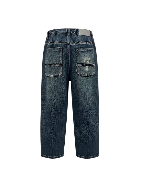 Boys Jeans Size 16 Comfy Elastic Waist Pull-On Casual Demin Pants Regular Fit Straight Leg Long Trousers Streetwear Back To School Fashion