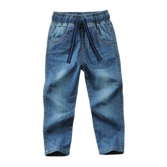 Boys Jeans Size 6 Boys' Elastic Pull On Straight Jeans Drawstring, 2T-14 Years
