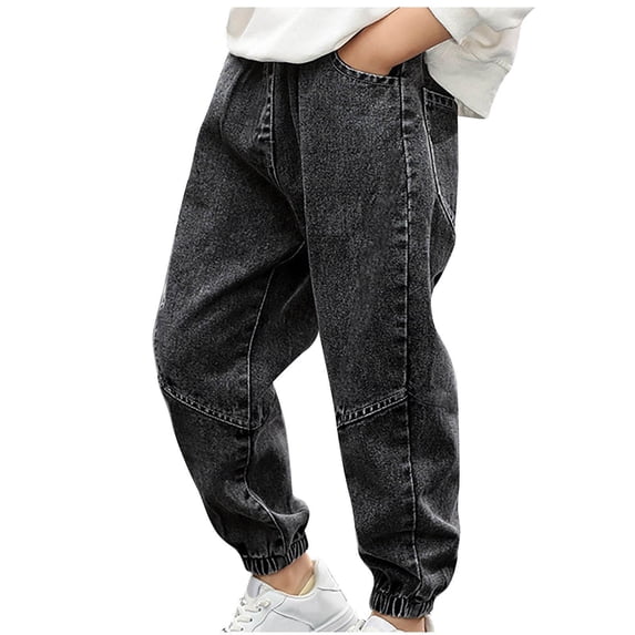 Boys' Jeans Summer Trousers Elastic Waist Boys Jeans Casual Trousers with Pocket Baggy Pants Trousers Outdoor Trousers Hop Streetwear Work Trousers Children Boys Size 18-24 Months
