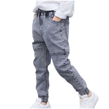 Boys Baggy Jeans Elastic Waist - Wide Leg Denim Pants Pull On Retro Streetwear