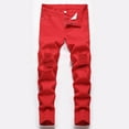 thumbnail image 1 of Boys Jeans Watermelon Red Skinny Fit Elastic High Waisted Straight with Pocket Classic Fit Boy Clothes 14-16 Years, 1 of 8