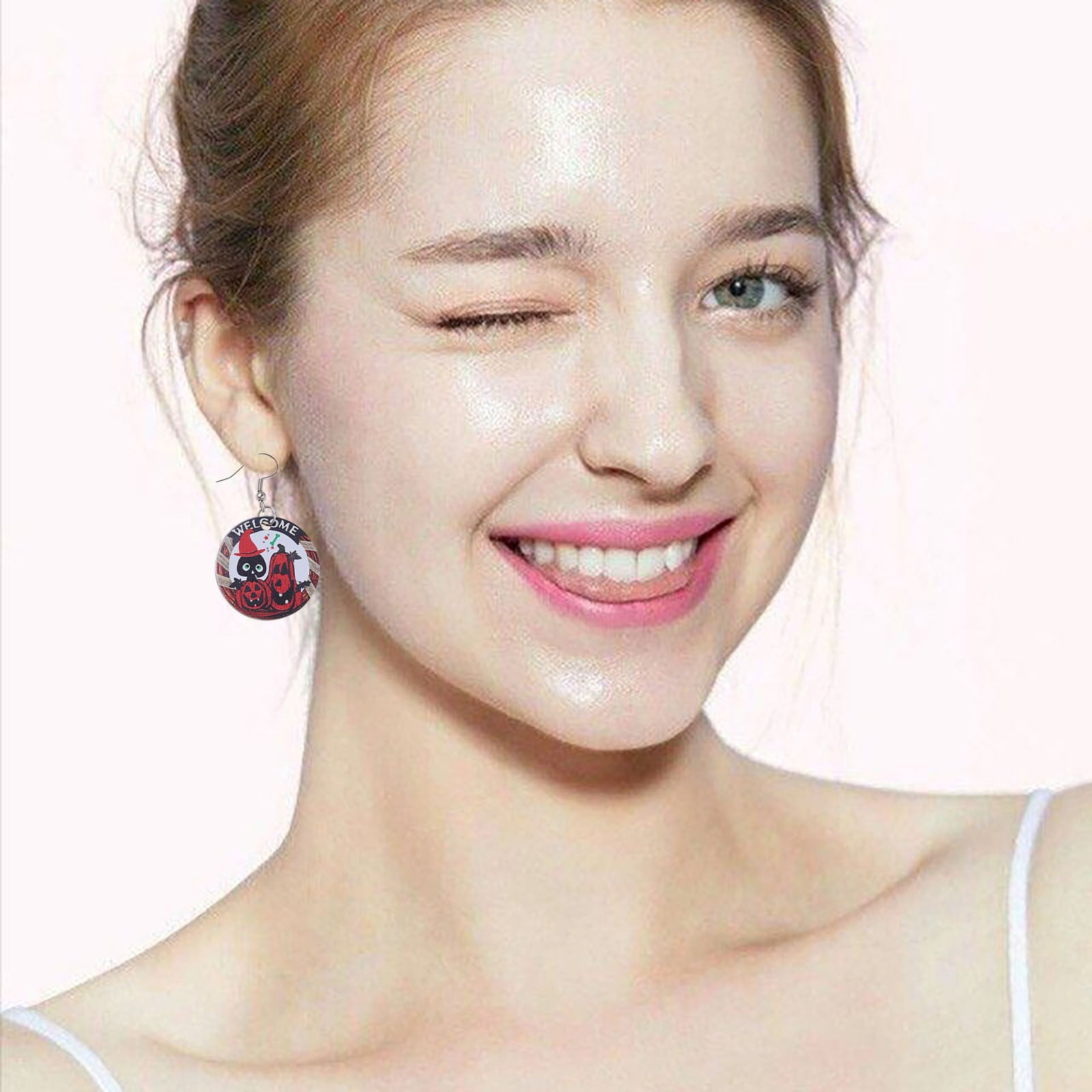 Boys Jewelry For School Earrings Border New Pumpkin Round Metal Color Cat Retro Personality