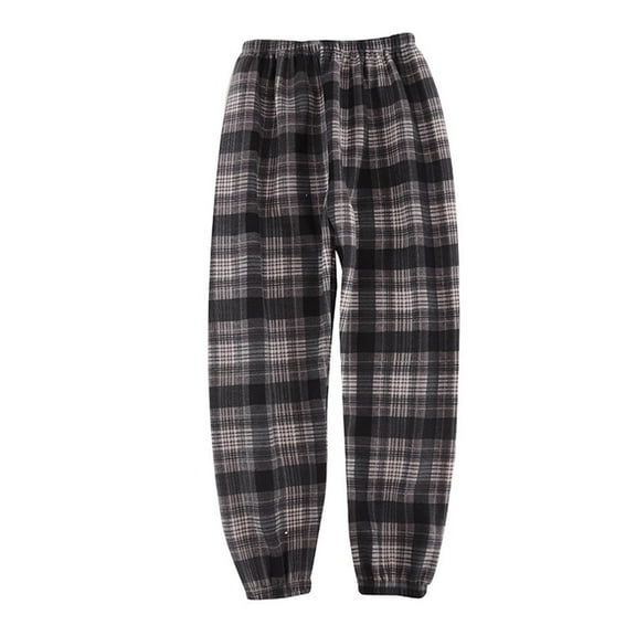 Boys Jogger Pajama Pants Plaid Print Elastic Waistband Lounge Pants Plush Pull on Sweatpants with Pockets,110 (2-3 Years),Dark Gray