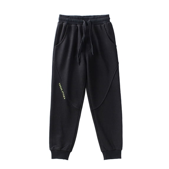 AIEOTT Boys Jogger Pants Cotton Fleece Athletic Pants Drawstring Elastic Waist Pull On Sweat Pants Fall Winter Daily Versatile Pants