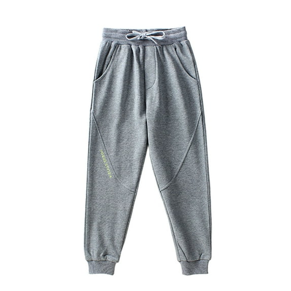 AIEOTT Boys Jogger Pants Cotton Fleece Athletic Pants Drawstring Elastic Waist Pull On Sweat Pants Fall Winter Daily Versatile Pants