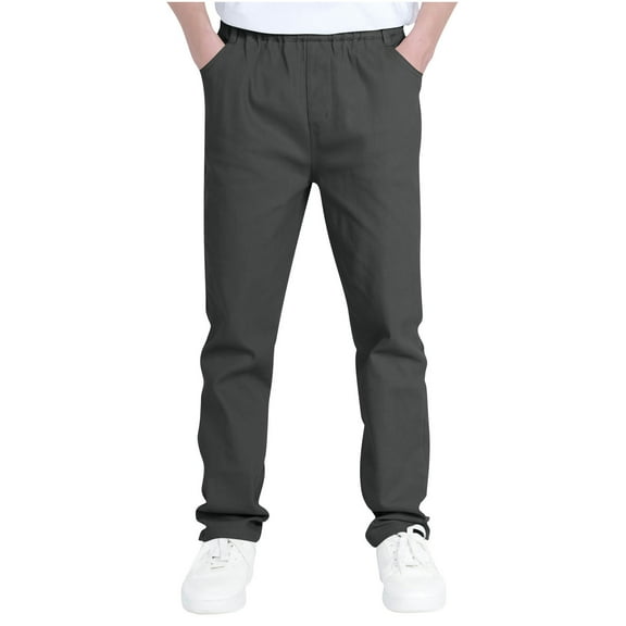 Boys Jogger Pants Outdoor Sports Cargo Sweatpants Elastic Waist Casual Joggers with Pockets Size 6-14