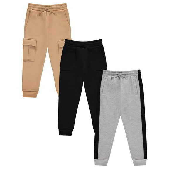 Boys Jogger Pants Set Comfortable, Durable, and Stylish Pack of 3 with Pockets