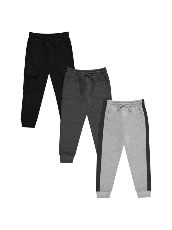 Boys Jogger Pants Set Comfortable, Durable, and Stylish Pack of 3 with Pockets