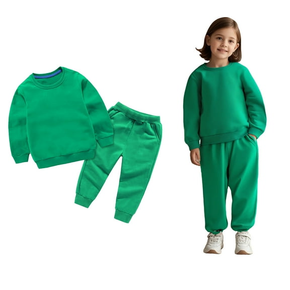 Boys Jogger Set Long Sleeve Crewneck Green Casual Sweatsuits Pullover and Sweatpants 2 Pcs Fall Clothes Teen Girls Trendy Clothes 15-16 Years Boys Girls Fashion