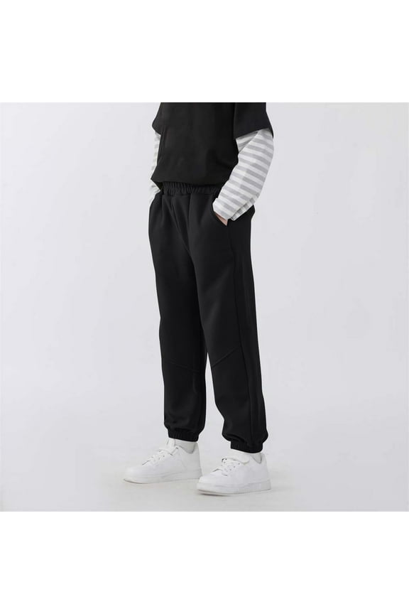 Boys Joggers Elastic Waist Straight Leg Sweatpants Kids Teen Boy Pants Stretch Fashion Solid Color Pull On Pants with Pockets, Size 5-15