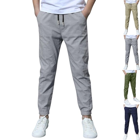 Boys Joggers Pants Outdoor Youth Hiking Pants Lightweight Athletic Pants with Pockets Teen Boys Casual Lightweight Summer Loose Fit Elastic Waist Plus Size Solid Lounge Long Trousers