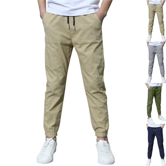 Boys Joggers Pants Outdoor Youth Hiking Pants Lightweight Athletic Pants with Pockets Teen Boys Casual Lightweight Summer Loose Fit Elastic Waist Plus Size Solid Lounge Long Trousers