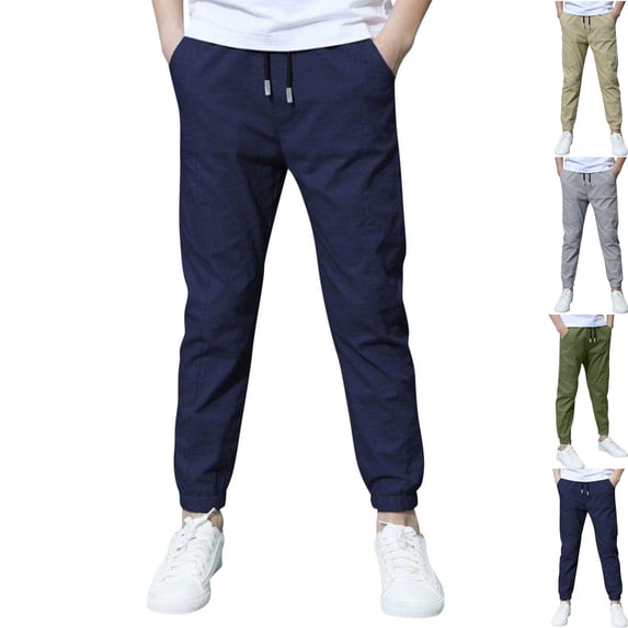 Boys Joggers Pants Outdoor Youth Hiking Pants Lightweight Athletic Pants with Pockets Teen Boys Casual Lightweight Summer Loose Fit Elastic Waist Plus Size Solid Lounge Long Trousers