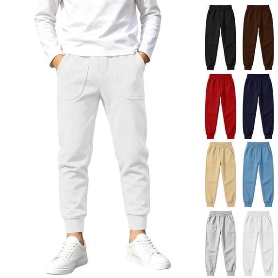 Boys Joggers Sweatpants Kids Sweatpants with Pockets Drawstring Elastic Waist with Pockets Ribbed Cuffs Kids Casual Pants for School Daily Wear (Ages 5-14 Years)