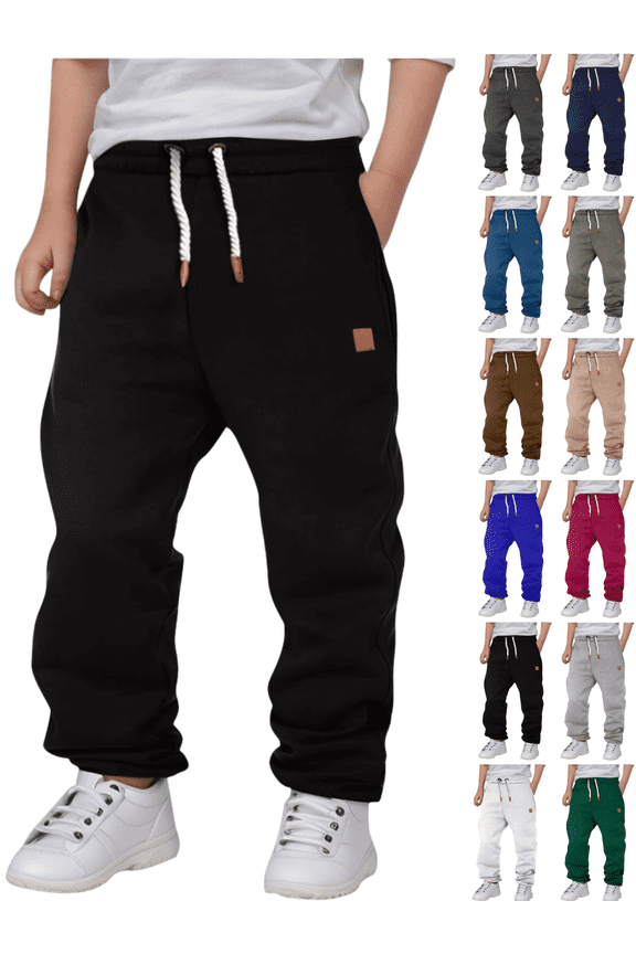 Boys Joggers 10-12 Baggy Wide Leg Pants Drawstring Elastic Waisted Sweatpants with Pockets Workout Athletic Pants Casual Loose Boys Pants Size 10-12