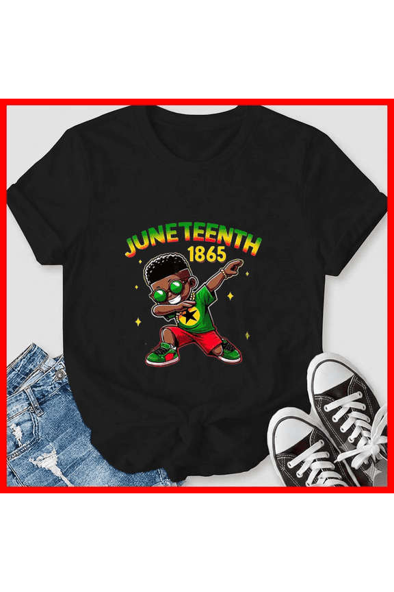 Boys Juneteenth Dabbing Black King Melanin Brown Skin Dab Tee Unisex T-Shirt, up to size 5XL