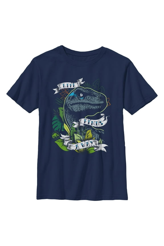 Boys Jurassic World Life Finds A Way Banner T Shirt