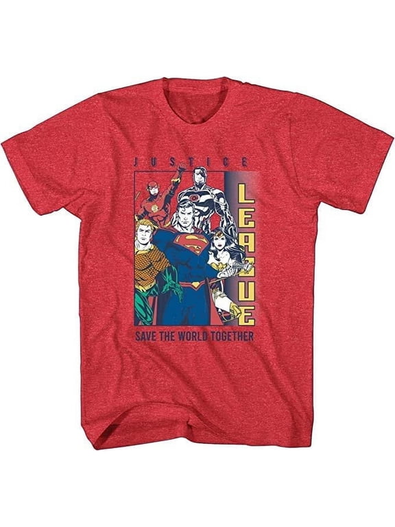 Boys Justice League Crewneck T-Shirt with Batman, The Flash and Superman - Little and Big Boys Sizes