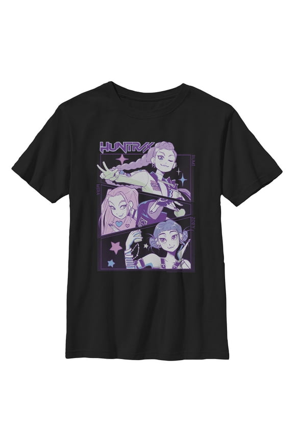 Boys KPop Demon Hunters Huntrix Group Panels T Shirt