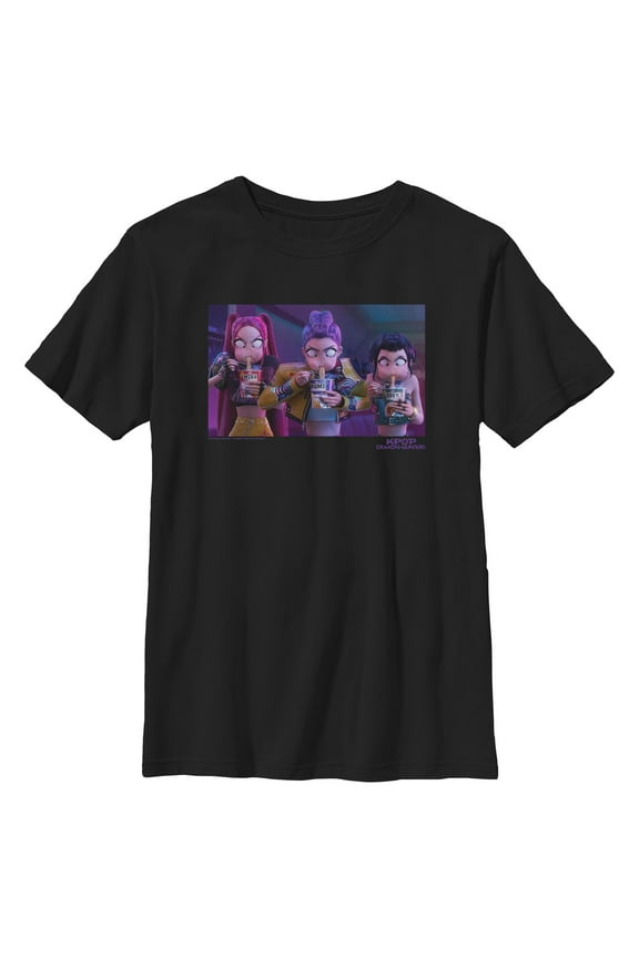 Boys KPop Demon Hunters Rumi, Mira and Zoey Ramyeon T Shirt