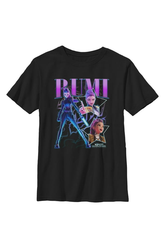 Boys KPop Demon Hunters Rumi Super Star Logo T Shirt