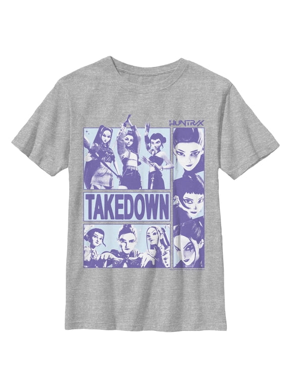 Boys KPop Demon Hunters Takedown Huntrix Logo T Shirt