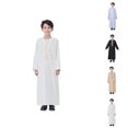 thumbnail image 1 of Boys Kaftan Thobe with Pockets Long Sleeve Crewneck Button Down Kaftan Boys Thobe with Chest Pocket, 1 of 9