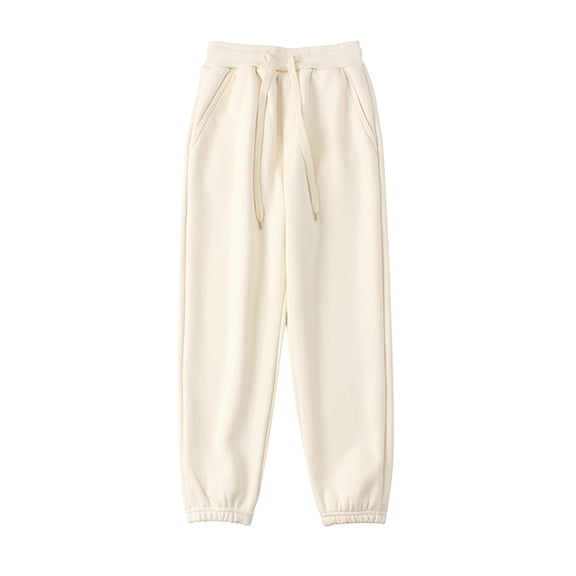 LLYWEY Girls Sweatpants - Kids Elastic Waist Jogger Pants with Pockets and Drawstring Boys Active Fleece Jogger Sweatpants Sport Track Pants Beige 5T