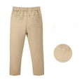 thumbnail image 1 of Boys Khaki School Pants with Elastic Waist - Stretchable Dress Trousers for Teenagers, Comfortable Casual Long Pants for Daily Wear, Durable Uniform Pants for Boys Ages 3-18 Years(Beige,9-10Years), 1 of 8