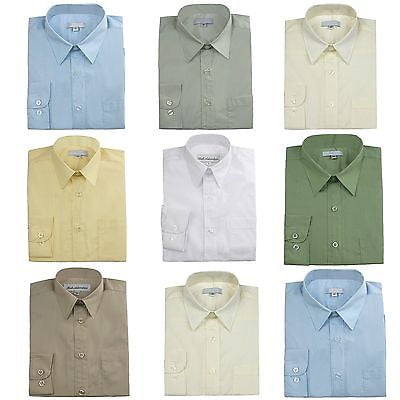 Boys Kid Formal Suit Shirt Banana Taupe White Ivory Blue Green Lilac Gray 12M-20