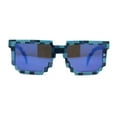 thumbnail image 1 of Boys Kid Size 8-bit Pixel Horn Rim Gamer Plastic Sunglasses Blue Blue Mirror, 1 of 4