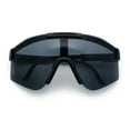 thumbnail image 1 of Boys Kid Size Large Shield Rimless Sport MTB Plastic Sunglasses All Black, 1 of 8