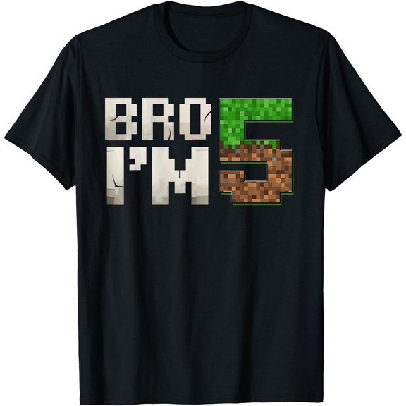 Boys Kids 5th Birthday 5 Year Old Gamer Pixel Number T-Shirt