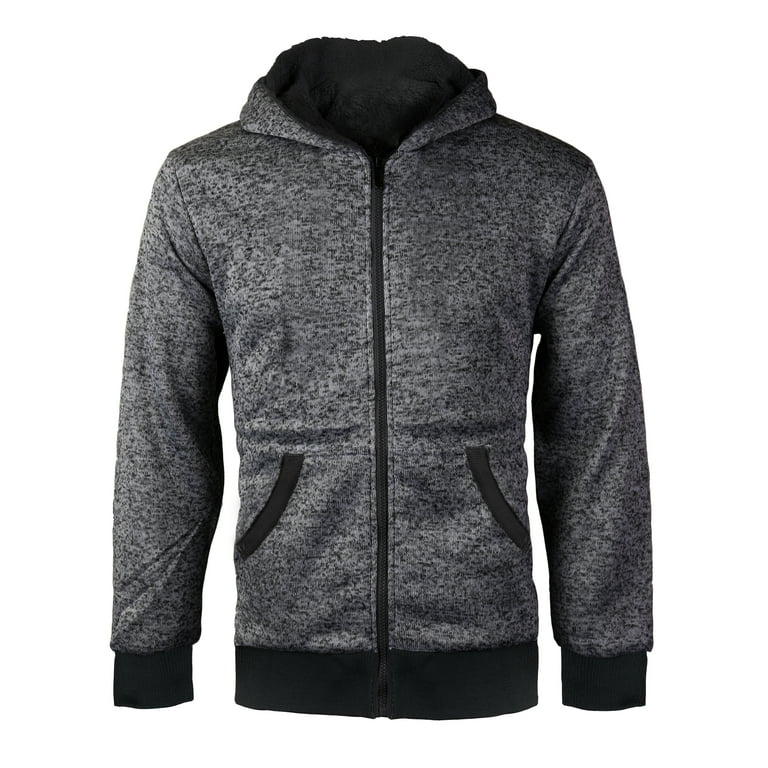 Boys Kids Athletic Soft Sherpa Lined Fleece Zip Up Hoodie Sweater