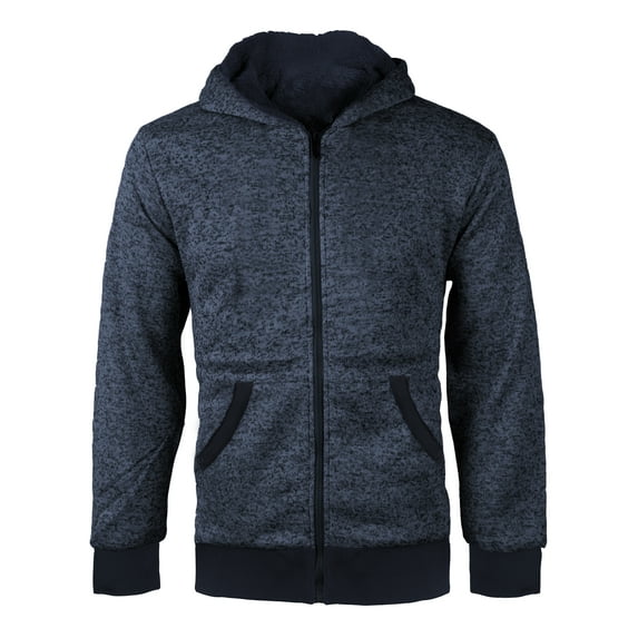 Boys Kids Athletic Soft Sherpa Lined Fleece Zip Up Hoodie Sweater Jacket (4T, Salt & Pepper (Navy))