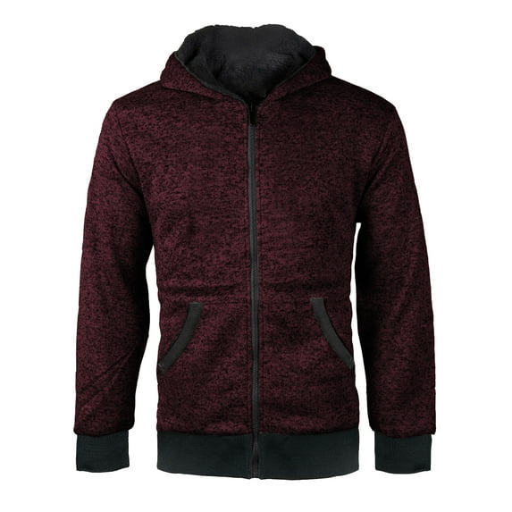 Boys Kids Athletic Soft Sherpa Lined Fleece Zip Up Hoodie Sweater Jacket (6T, Salt & Pepper (Burgundy))