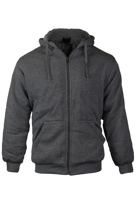 Boys Kids Athletic Soft Sherpa Lined Fleece Zip Up Hoodie Sweater Jacket (Charcoal, M)