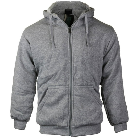 Boys Kids Athletic Soft Sherpa Lined Fleece Zip Up Hoodie Sweater Jacket (Light Grey, XL)